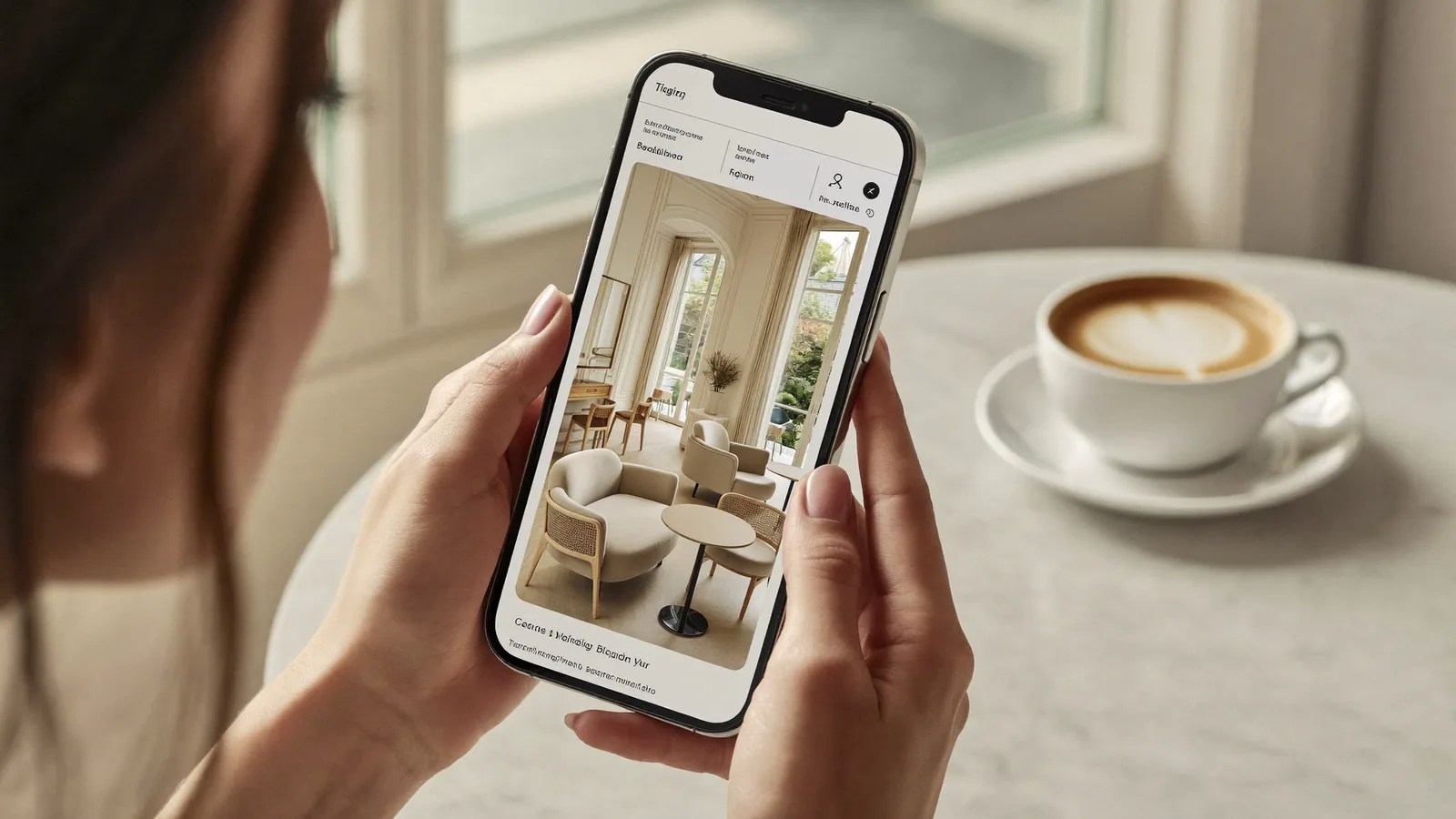 Personne consultant un commerce de Boulogne-Billancourt sur son smartphone