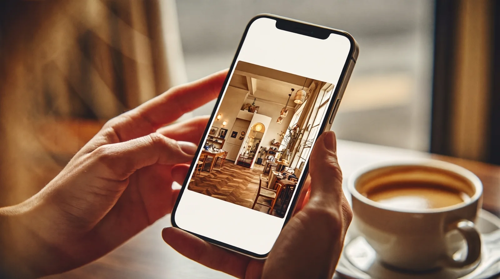 Personne consultant un commerce de Créteil sur son smartphone