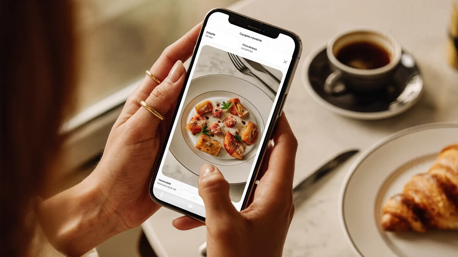 Personne consultant un restaurant de Versailles sur son smartphone