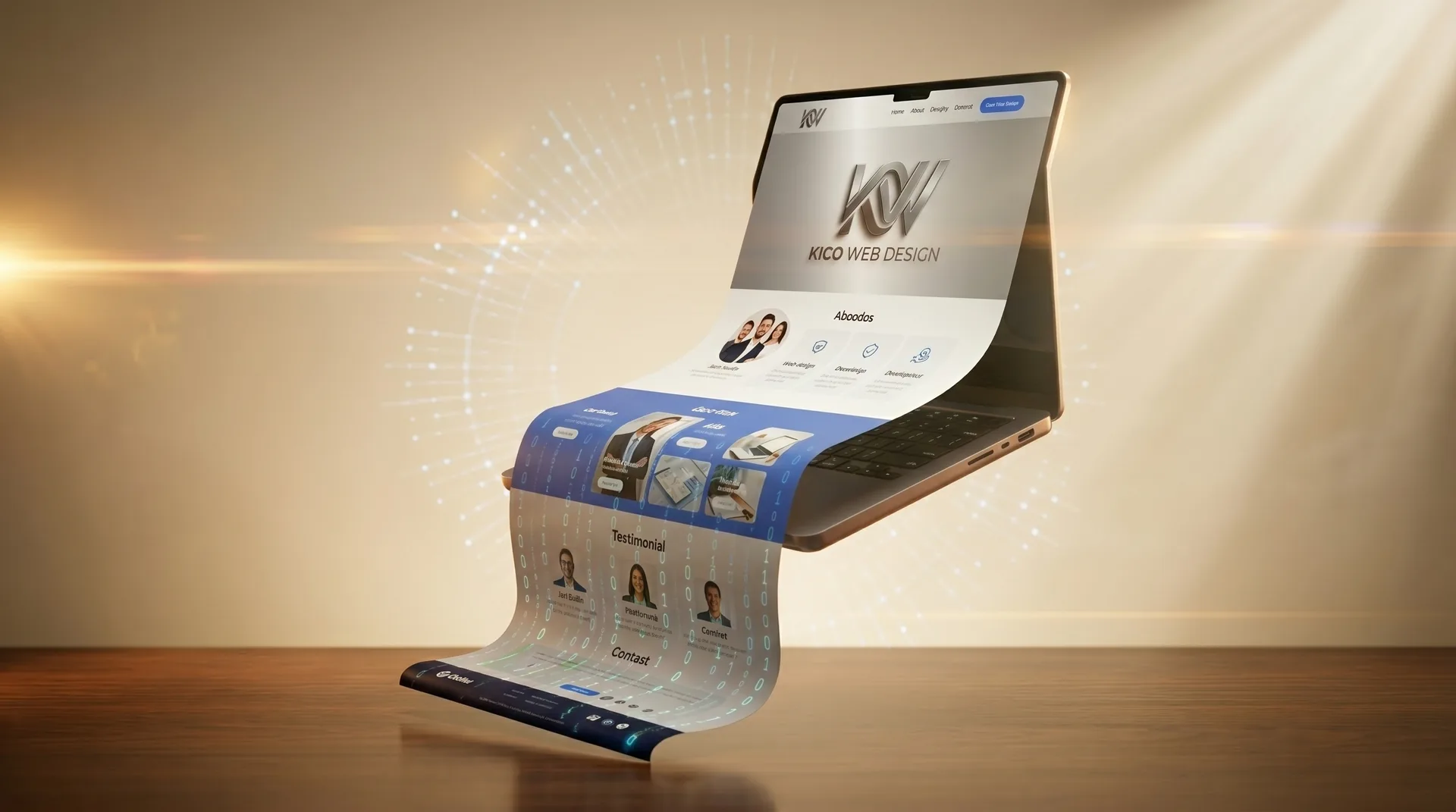Laptop flagship 2026 avec site boutique français en scroll-out